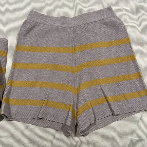 Striped Knit Lounge Shorts in Pink and Mustard - Picture 6 of 6